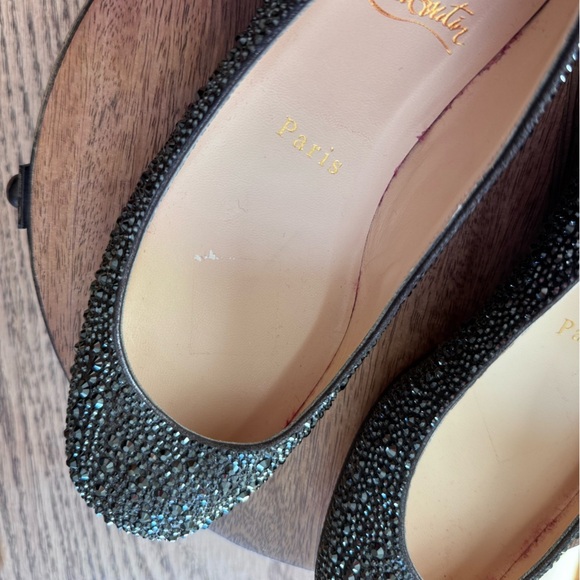 Christian Louboutin Black Strass Leather Gozul Ballet Flats 35 Swarovski gems - Picture 8 of 13